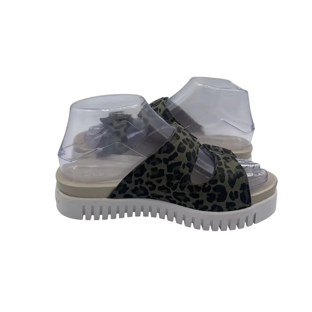 Isle Jacobsen Hornbaek Tulip Platform Sandals Leopard Print Slides Womens 36 6